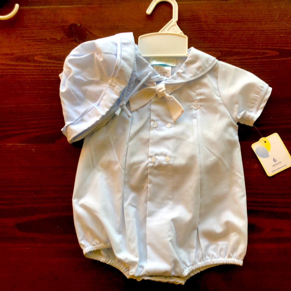 Baby boy onesie with matching hat